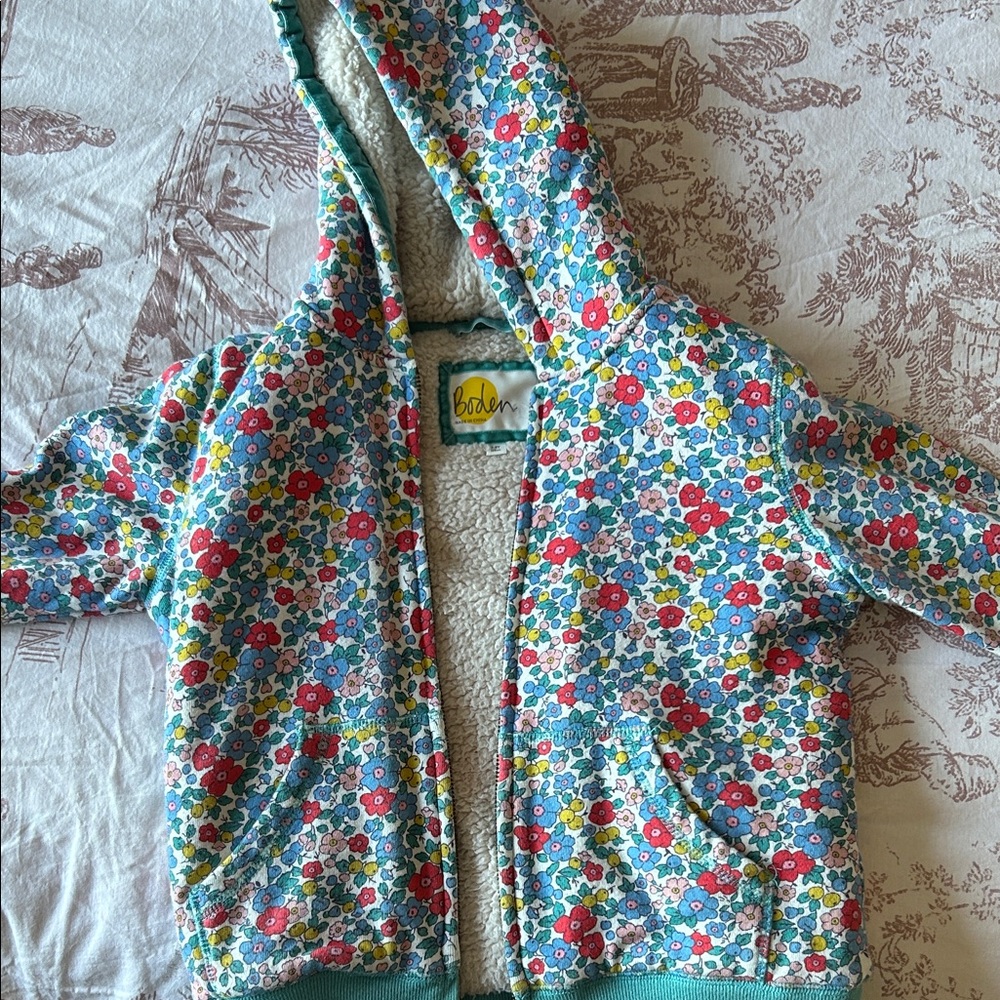 Boden Multicolor Floral Jacket with Sherpa Lining